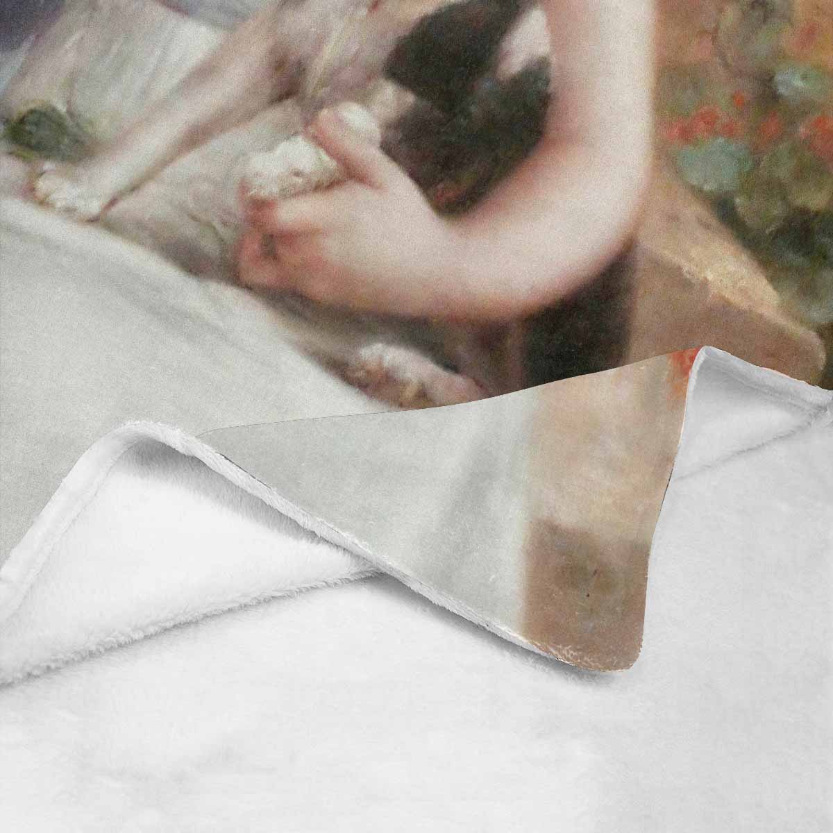 Victorian Girl Design BLANKET, LARGE 60 in x 80 in, Waiting for the Vet