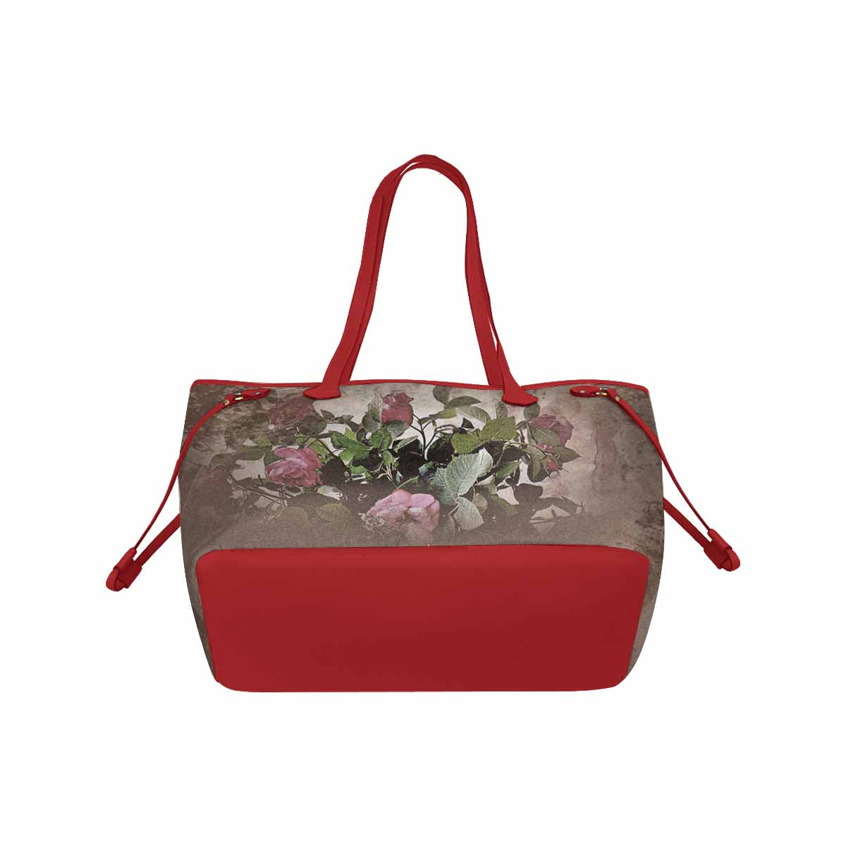 Vintage Floral Handbag, Classic Handbag, Mod 1695361 Design 22x RED TRIM