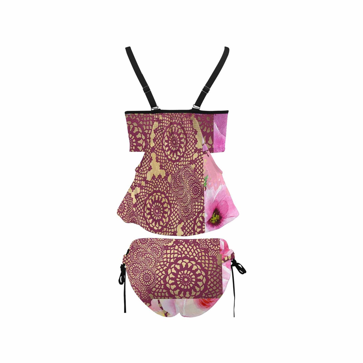 Tankini cover belly swim wear, Printed Victorian lace design 13