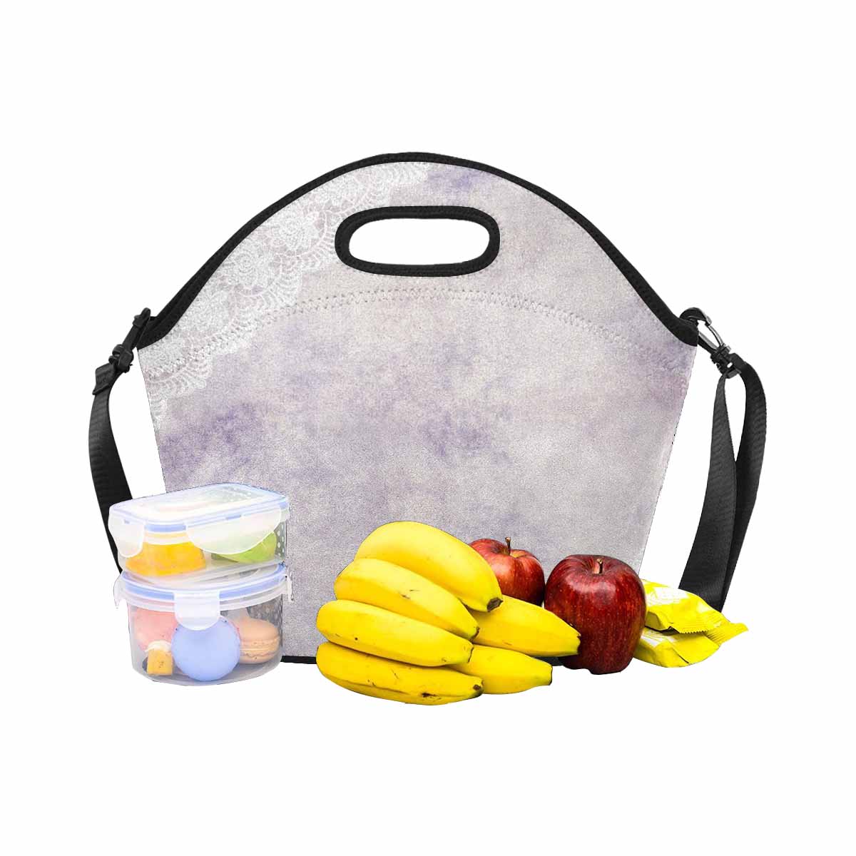 Victorian lace print insulated lunch bag, design 40