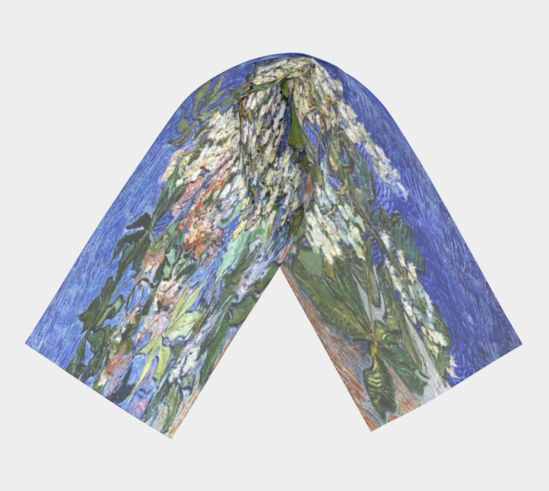 Vintage floral RECTANGLE satin charmeuse scarf, Design 04