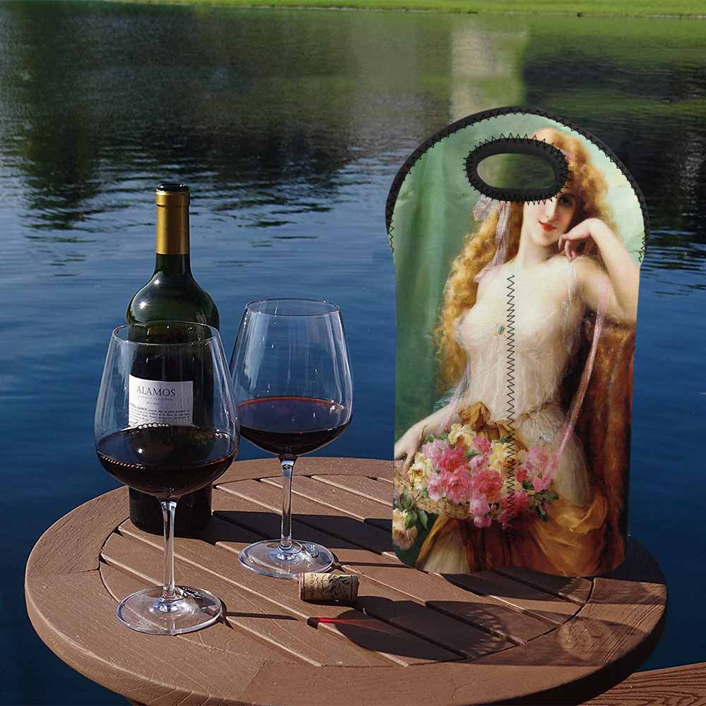 Victorian lady design 2 Bottle wine bag, Basket of Roses