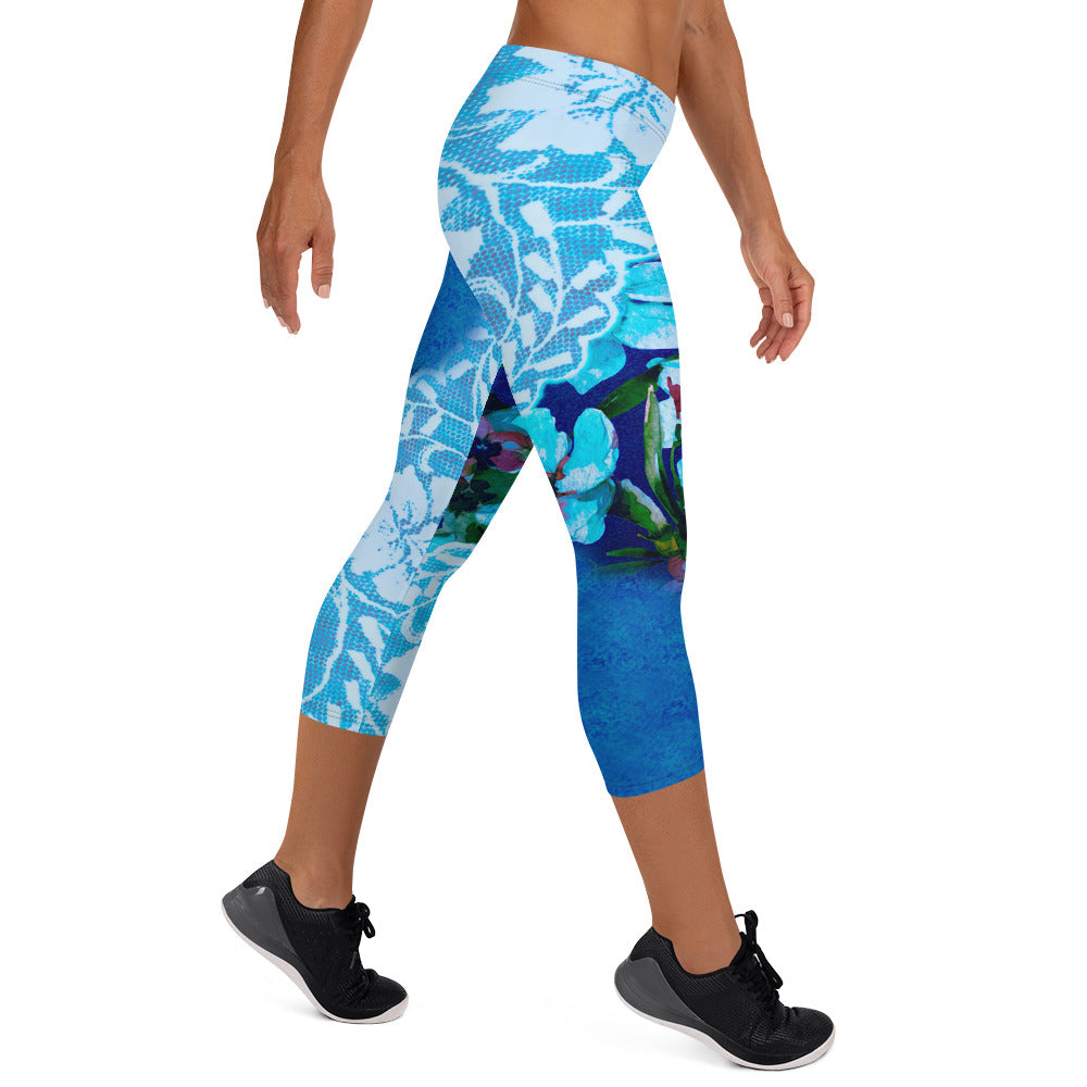 Victorian lace capri Leggings, size XS to XL, Design 49