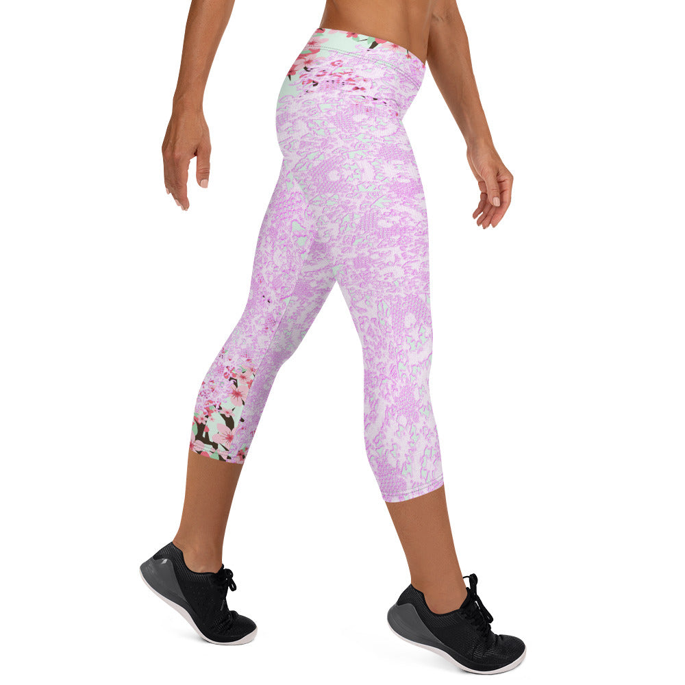 Victorian lace capri Leggings, size XS to XL, Design 09