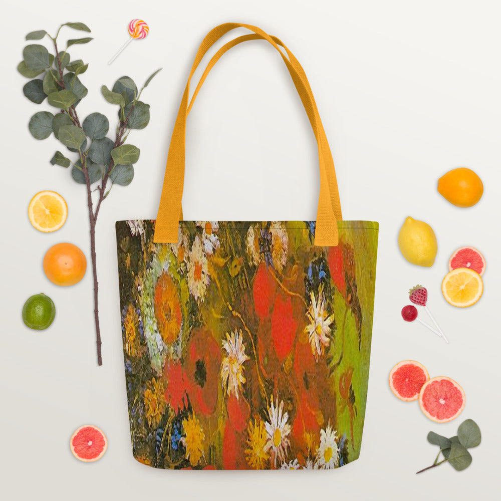 Vintage floral casual tote bag, beach bag, 15 x 15 inch, Design 60