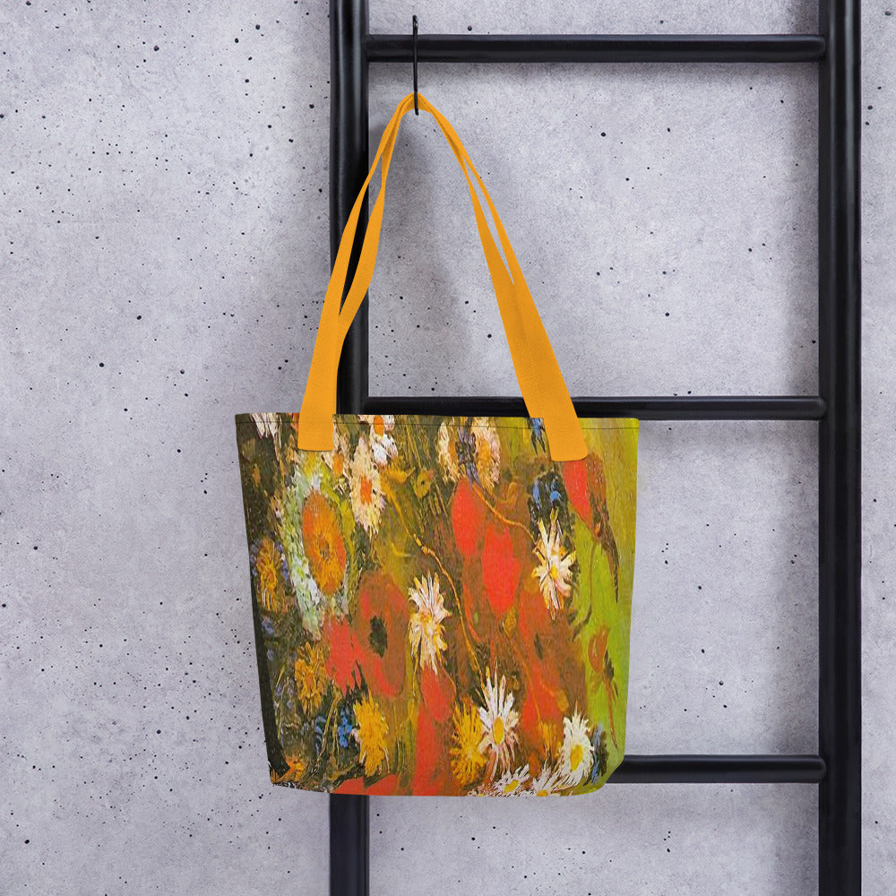 Tote bag Vintage floral casual tote bag, beach bag, 15 x 15 inch, Design 60