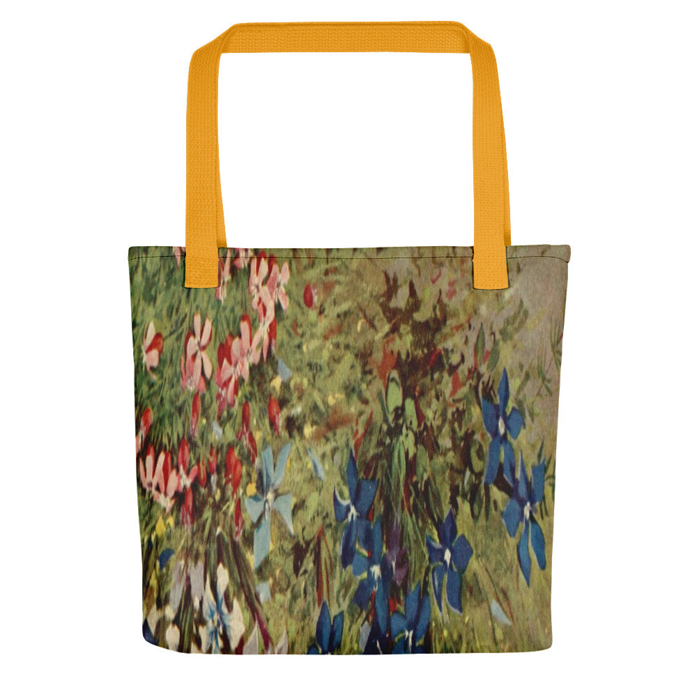 Vintage floral casual tote bag, beach bag, 15 x 15 inch, Design 39