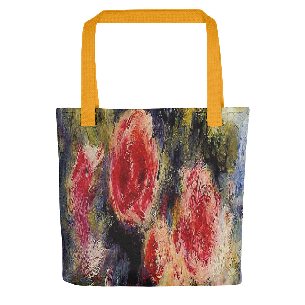 Vintage floral casual tote bag, beach bag, 15 x 15 inch, Design 26