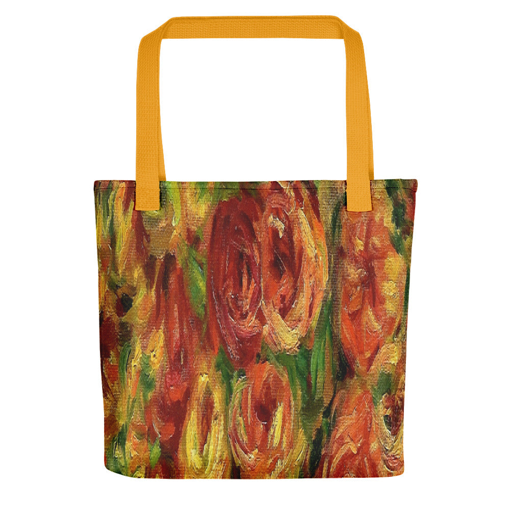 Vintage floral casual tote bag, beach bag, 15 x 15 inch, Design 18