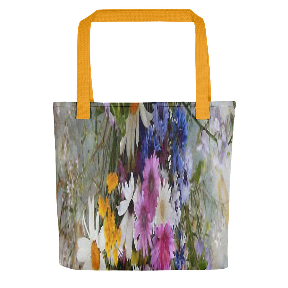 Vintage floral casual tote bag, beach bag, 15 x 15 inch, Design 2