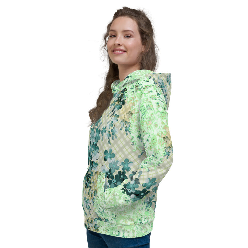 Victorian lace print womens Hoodie, long sleeve top, Size XS to 3XL, Design 53