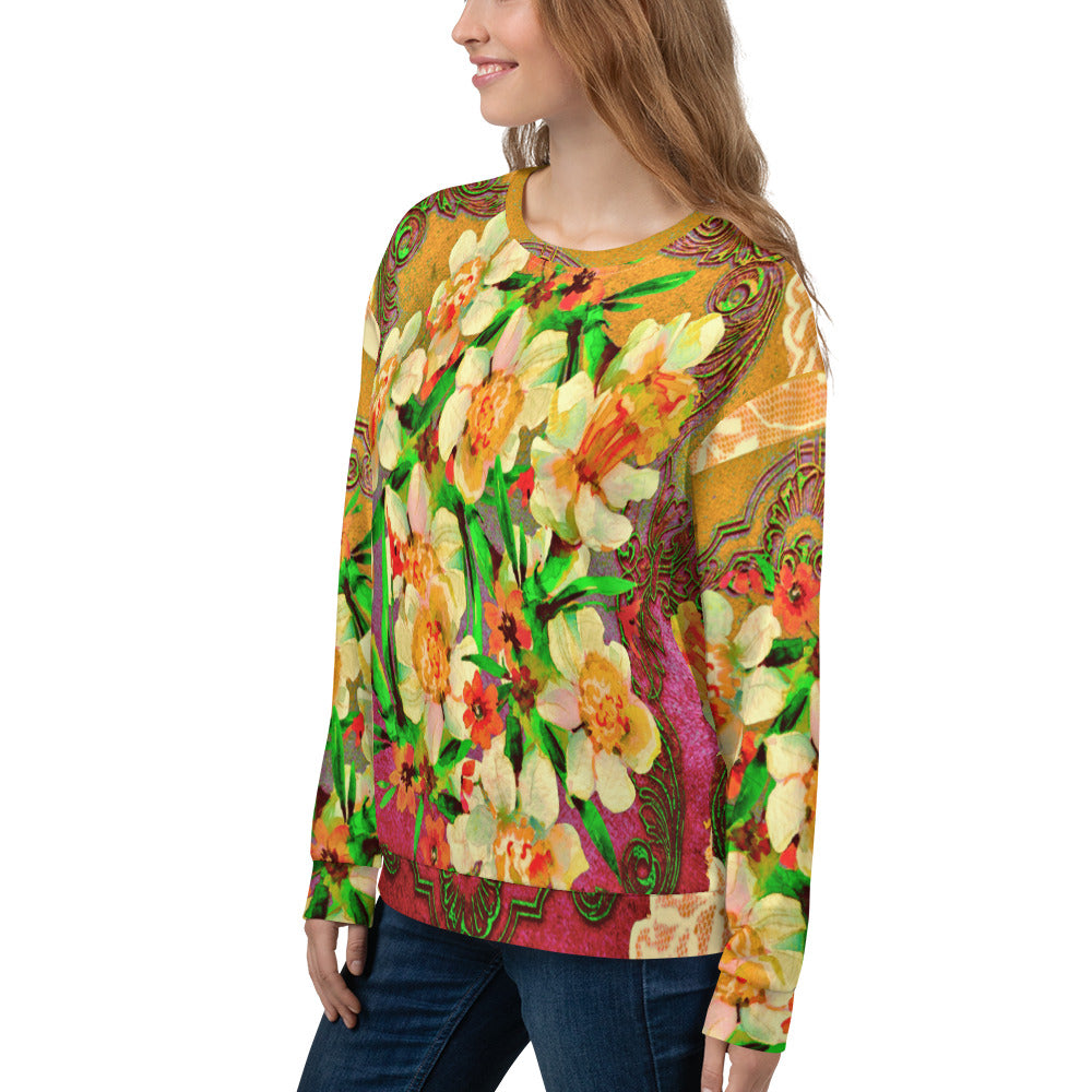 Lace Print sweatshirt, womens long sleeve top, Size XS to 3XL plus size, design 48