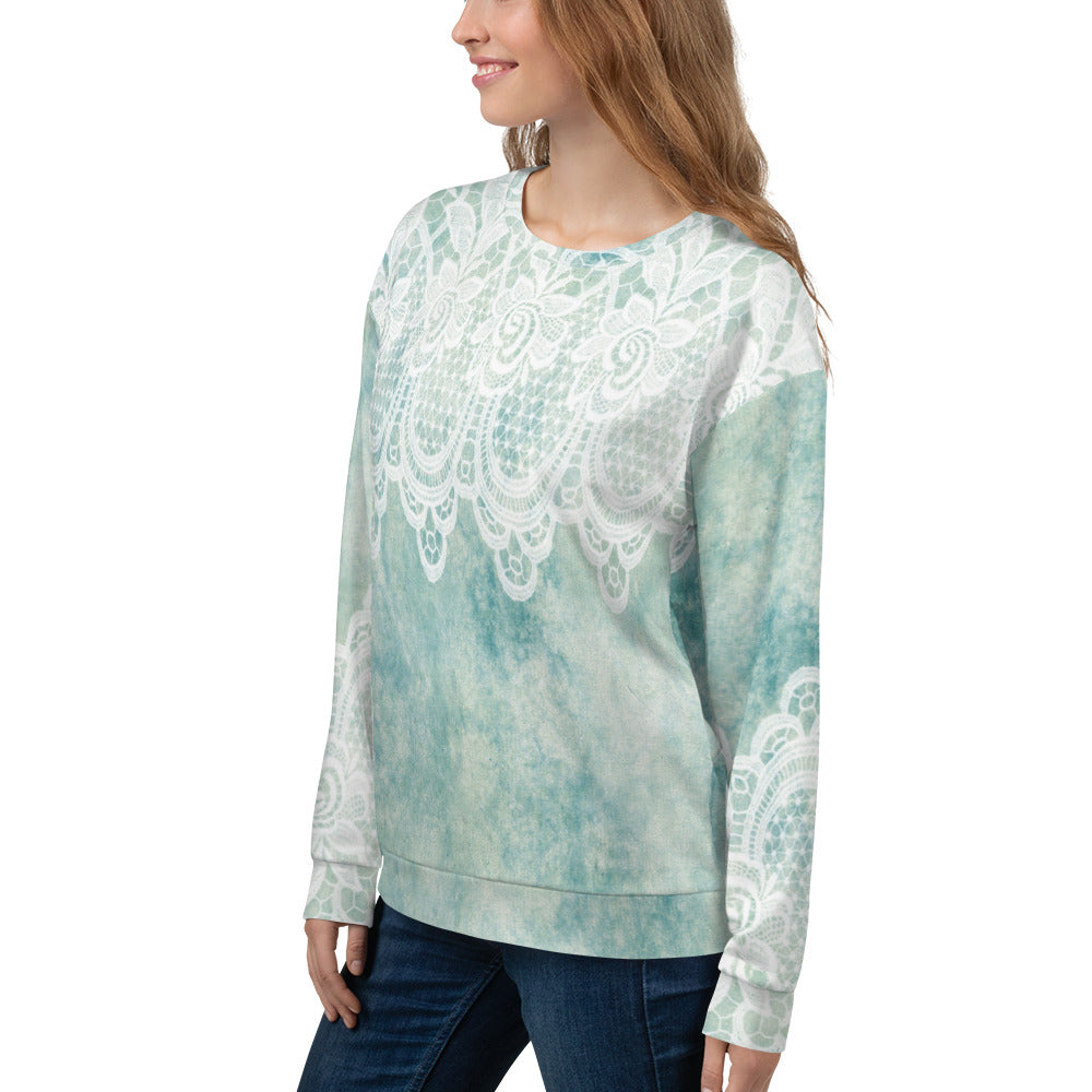 Lace Print sweatshirt, womens long sleeve top, Size XS to 3XL plus size, design 41