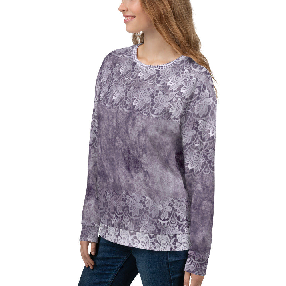 Lace Print sweatshirt, womens long sleeve top, Size XS to 3XL plus size, design 39