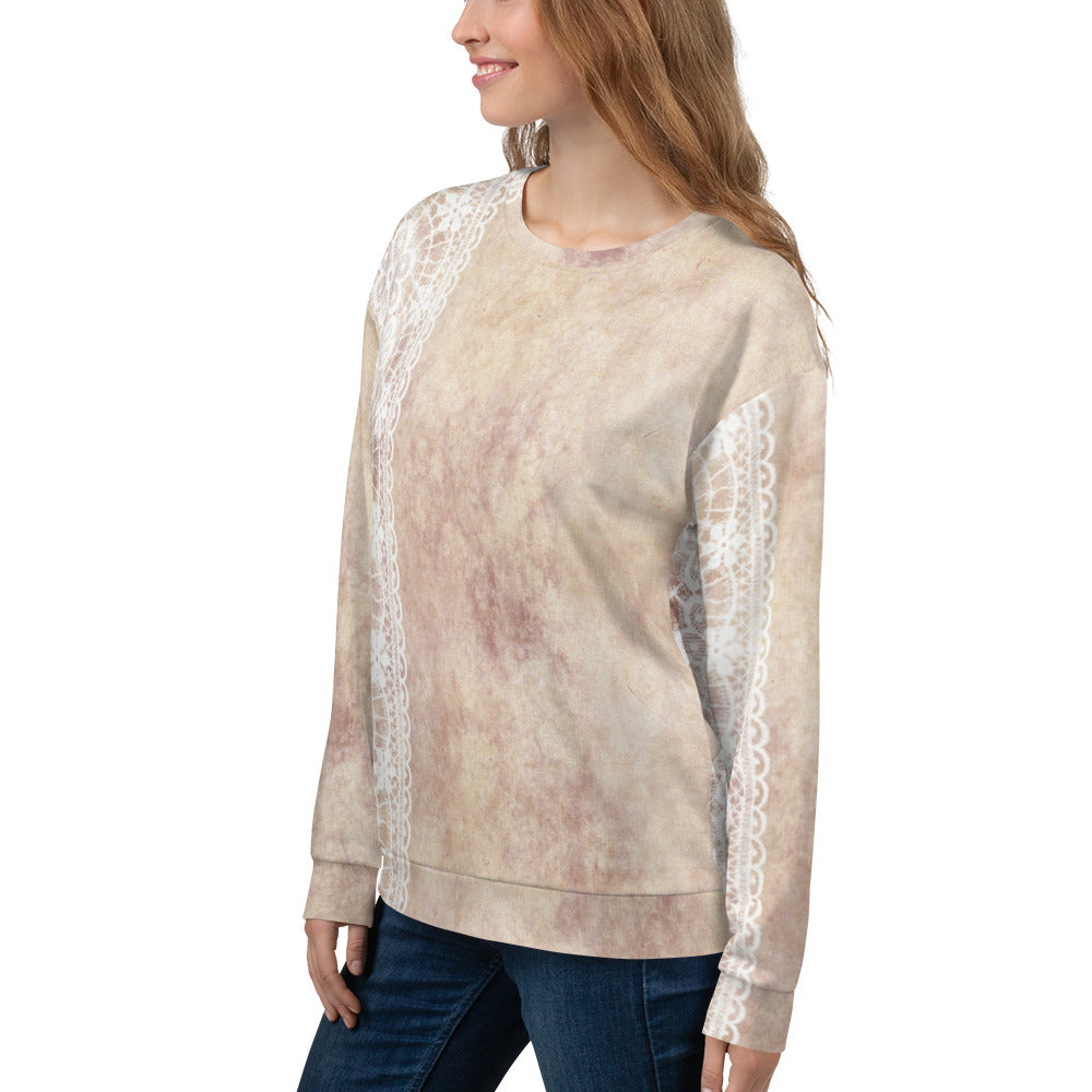 Lace Print sweatshirt, womens long sleeve top, Size XS to 3XL plus size, design 35