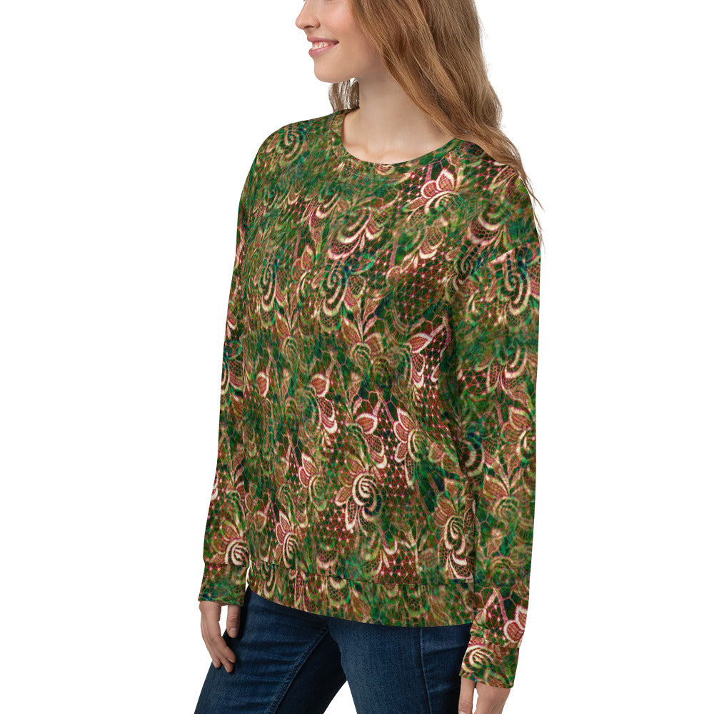 Lace Print sweatshirt, womens long sleeve top, Size XS to 3XL plus size, design 34
