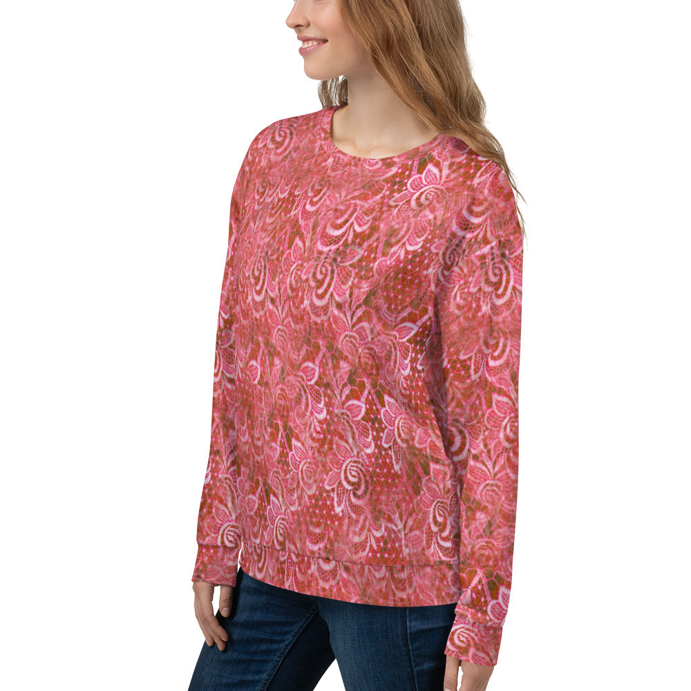 Lace Print sweatshirt, womens long sleeve top, Size XS to 3XL plus size, design 33