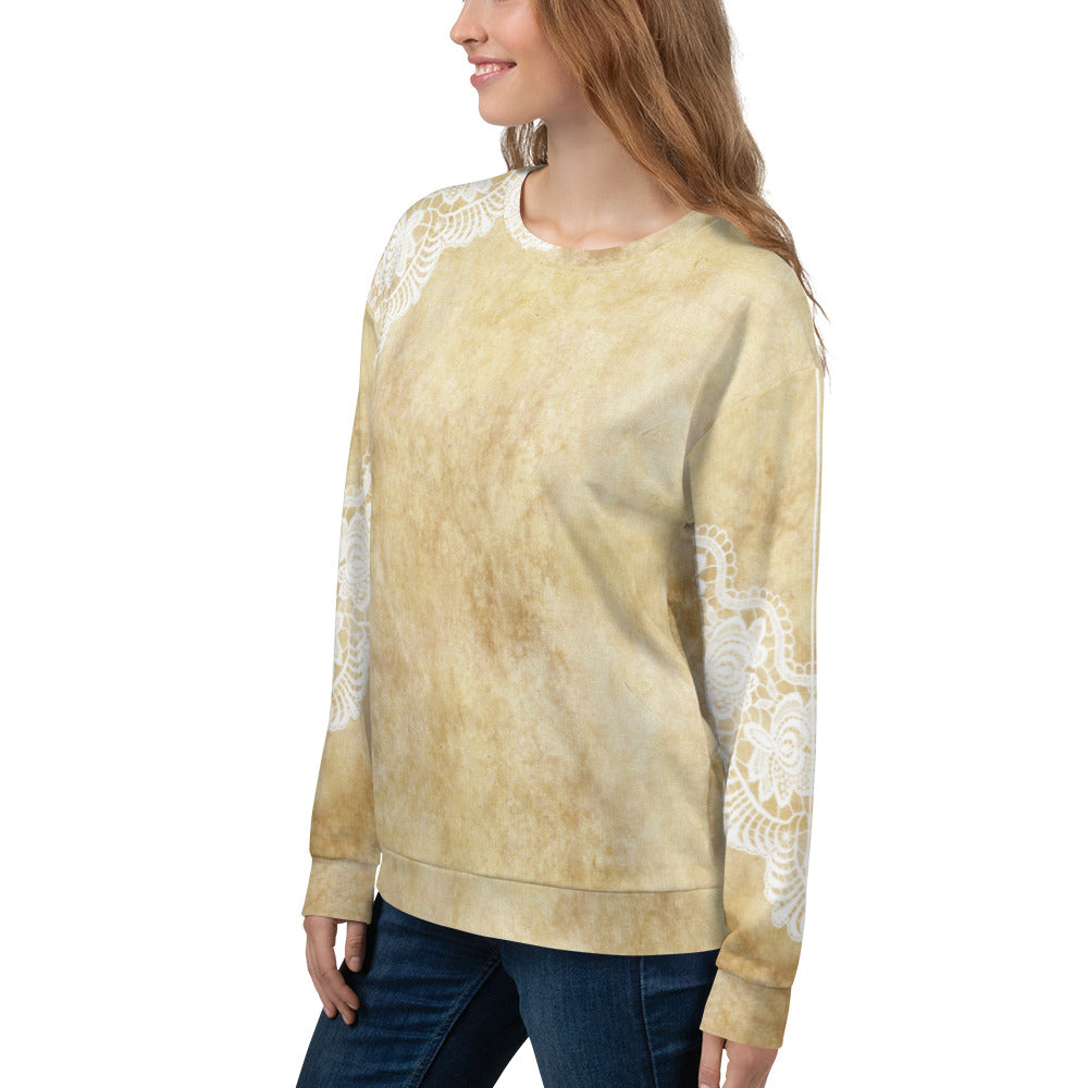 Lace Print sweatshirt, womens long sleeve top, Size XS to 3XL plus size, design 29