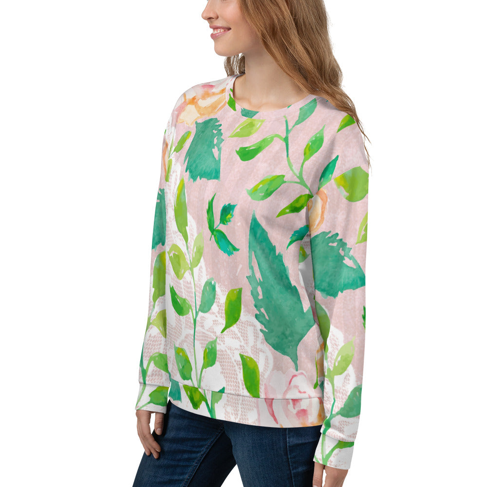 Lace Print sweatshirt, womens long sleeve top, Size XS to 3XL plus size, design 21