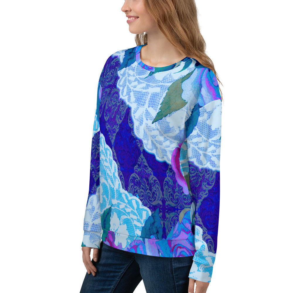 Lace Print sweatshirt, womens long sleeve top, Size XS to 3XL plus size, design 20