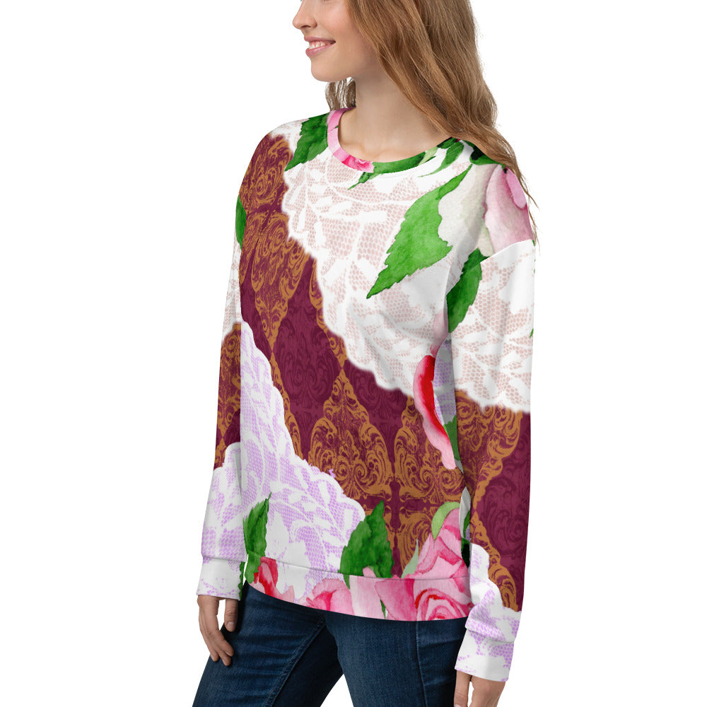 Lace Print sweatshirt, womens long sleeve top, Size XS to 3XL plus size, design 19