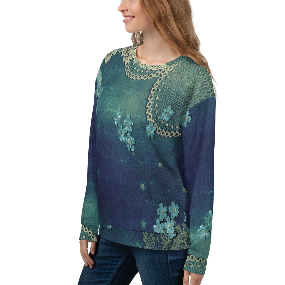 Lace Print sweatshirt, womens long sleeve top, Size XS to 3XL plus size, design 04