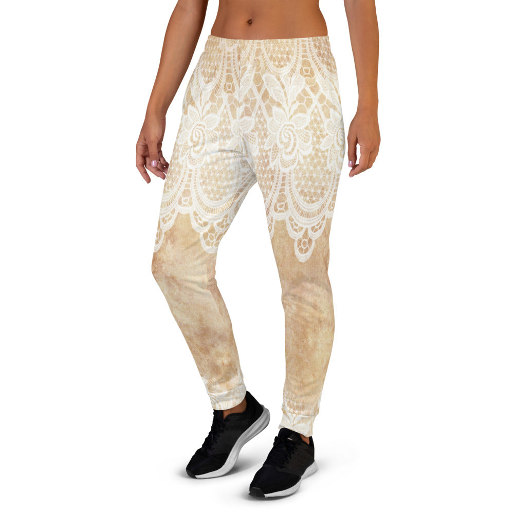 Victorian lace print sweatpants, womens joggers, Size XS to 3XL plus size, design 30
