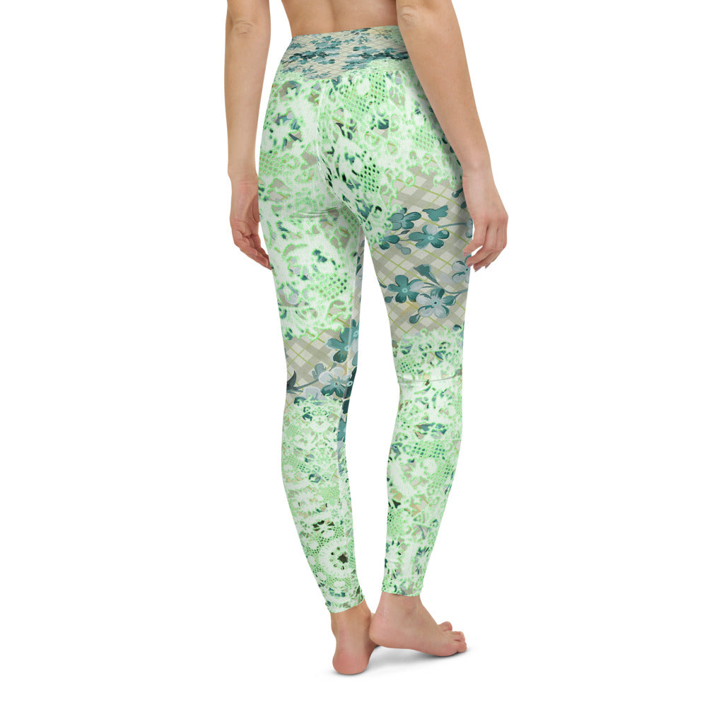 Victorian lace print high waist leggings, XS to XL, design 53