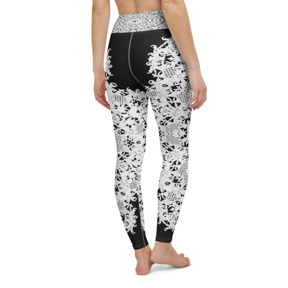 Victorian lace print high waist leggings, XS to XL, design 50