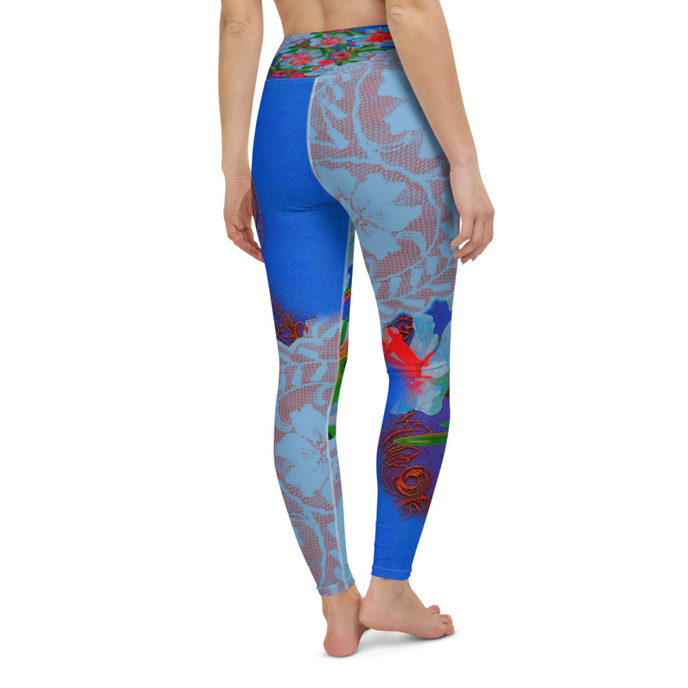 Victorian lace print high waist leggings, XS to XL, design 46