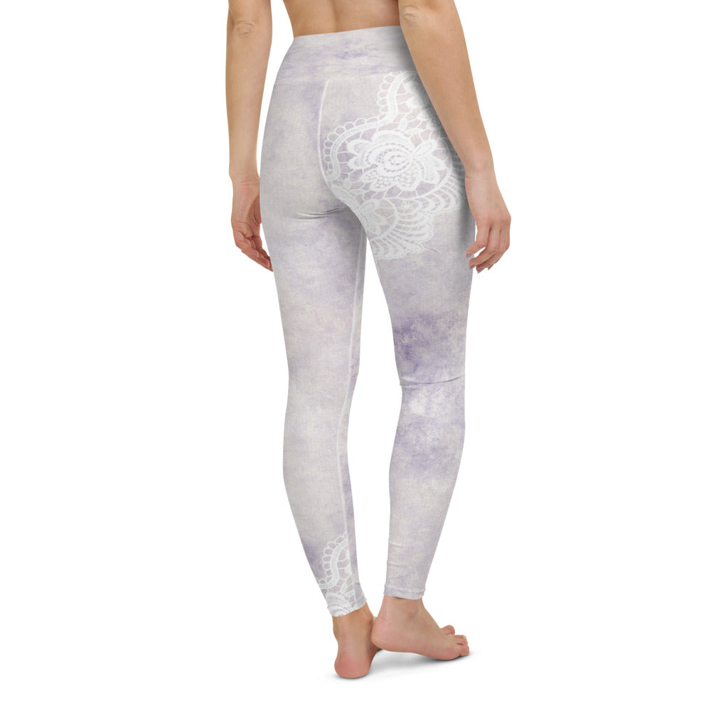 Victorian lace print high waist leggings, XS to XL, design 40