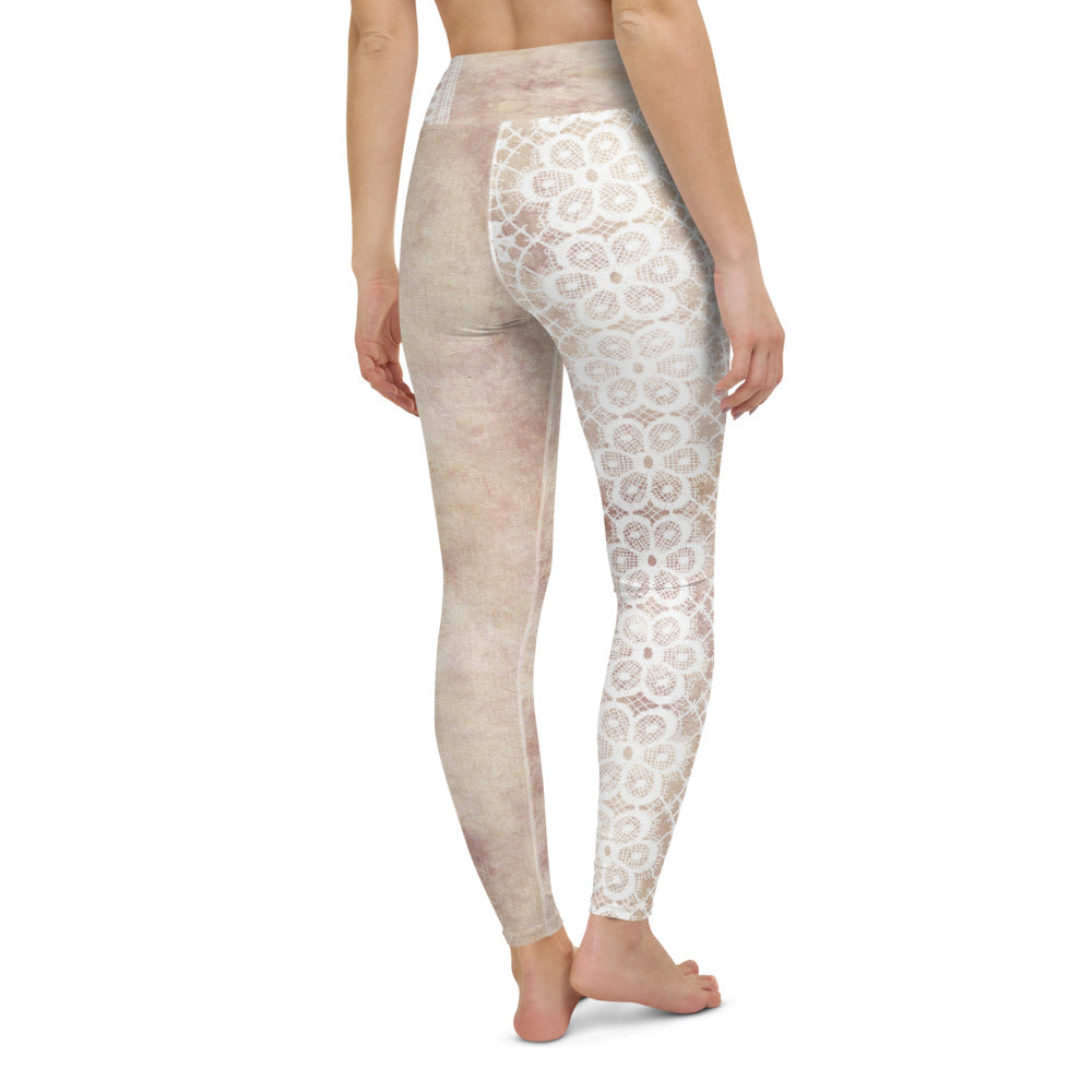 Victorian lace print high waist leggings, XS to XL, design 35