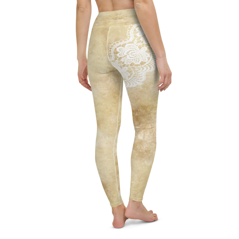 Victorian lace print high waist leggings, XS to XL, design 29