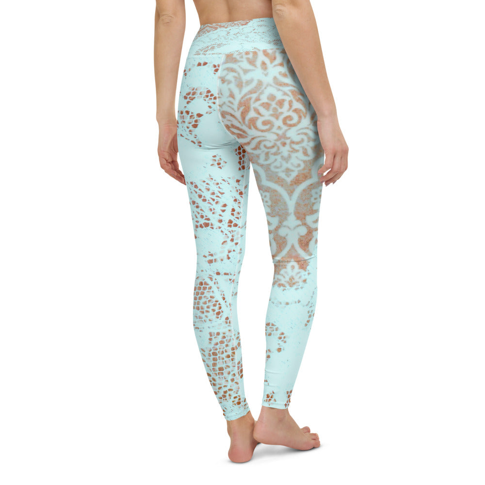 Victorian lace print high waist leggings, XS to XL, design 23