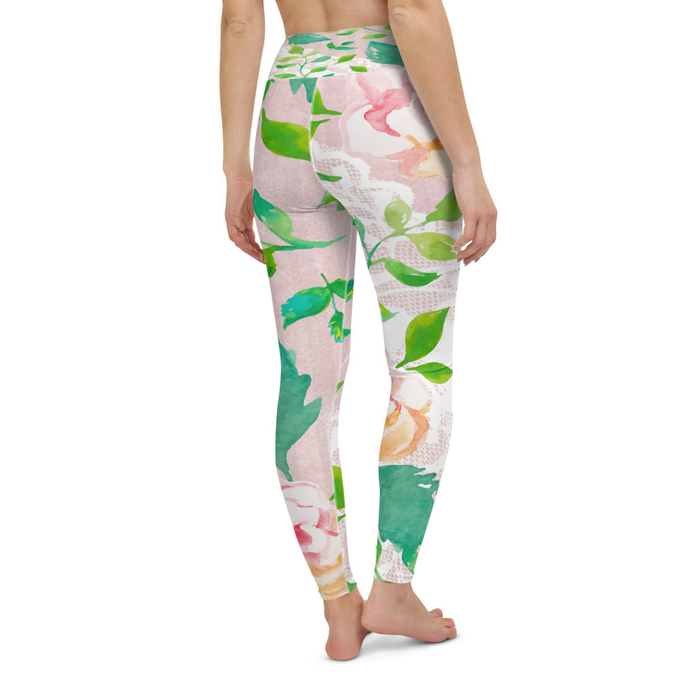 Victorian lace print high waist leggings, XS to XL, design 21