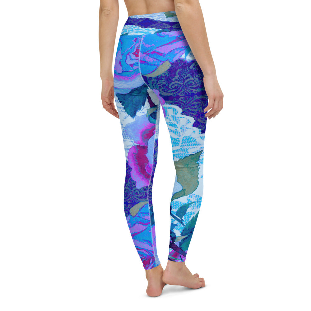 Victorian lace print high waist leggings, XS to XL, design 20