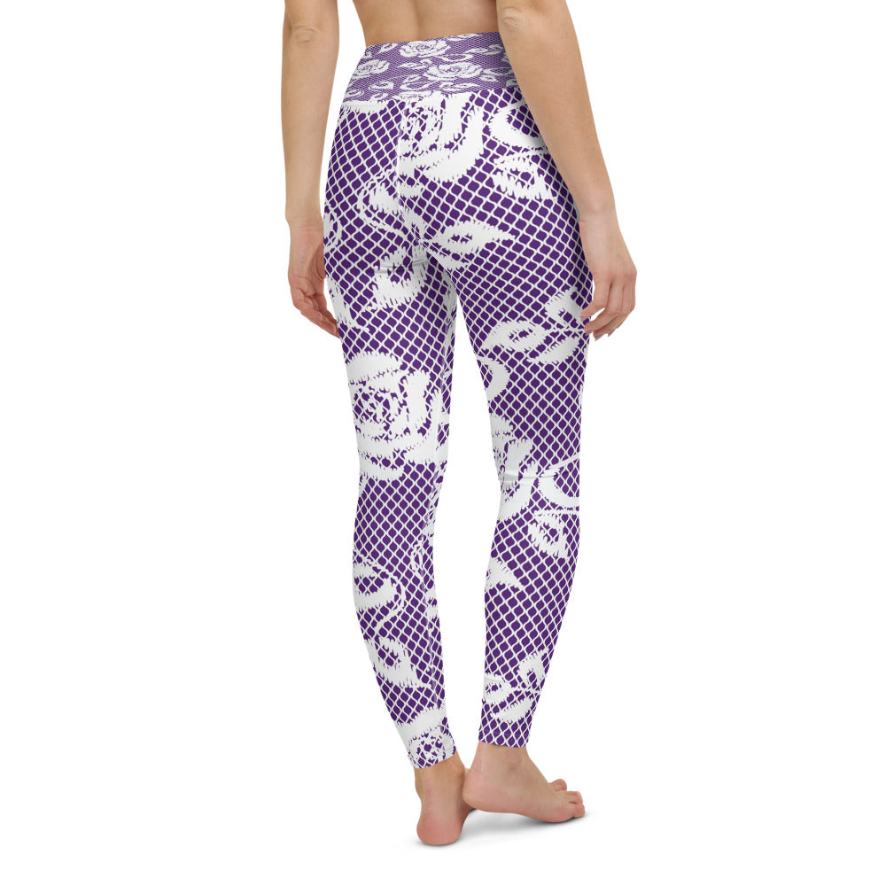 Victorian lace print high waist leggings, XS to XL, design 18