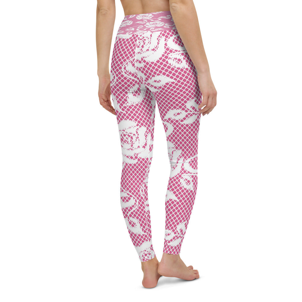 Victorian lace print high waist leggings, XS to XL, design 17