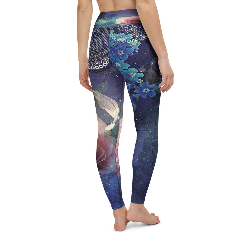 Victorian lace print high waist leggings, XS to XL, design 02