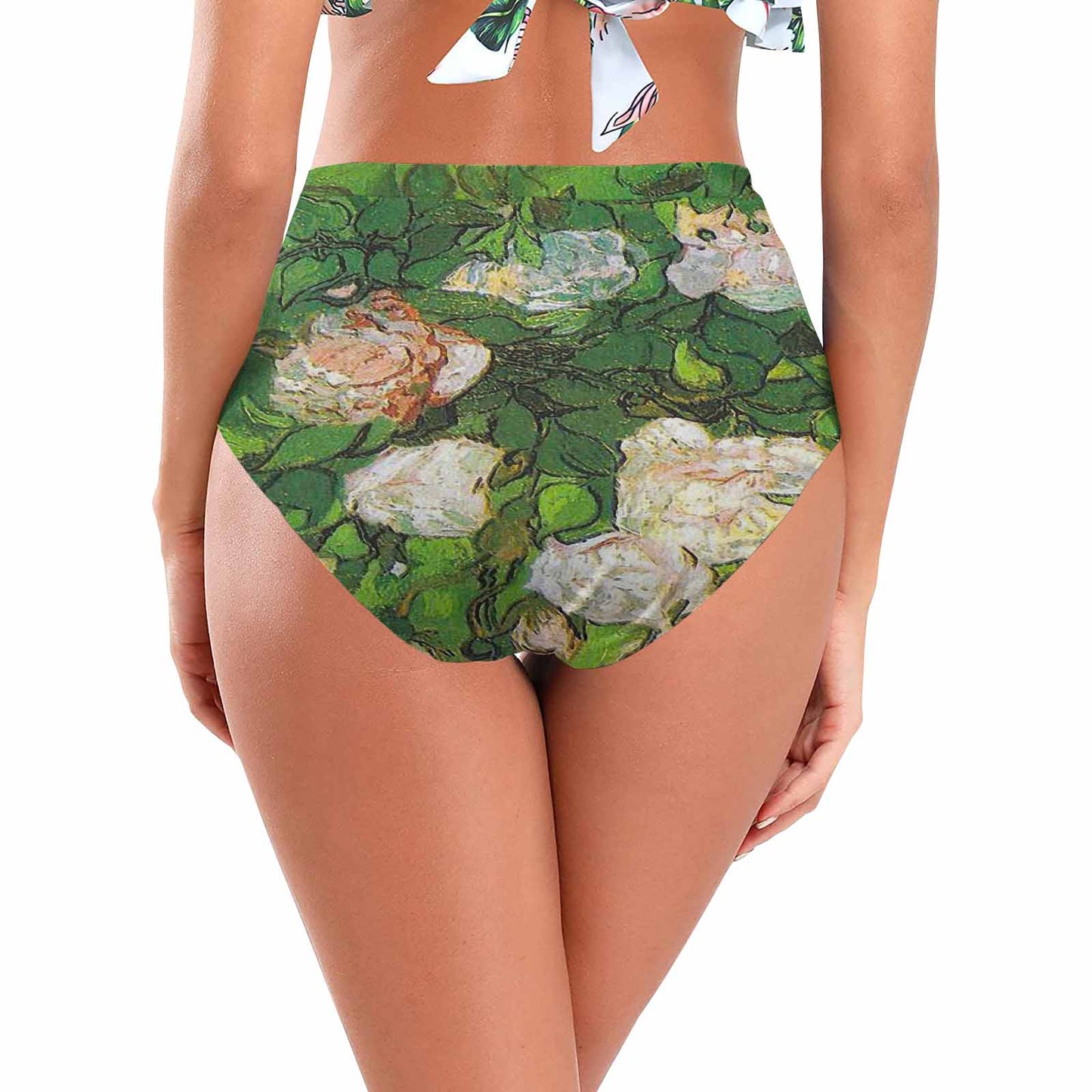 Vintage floral High waist bikini bottom, Design 06