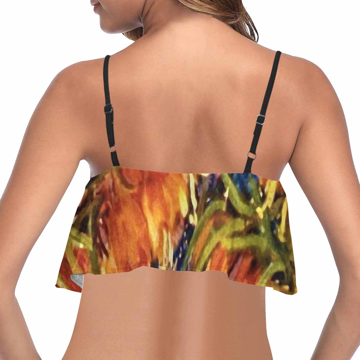 Vintage floral flounce bikini top, Design 42