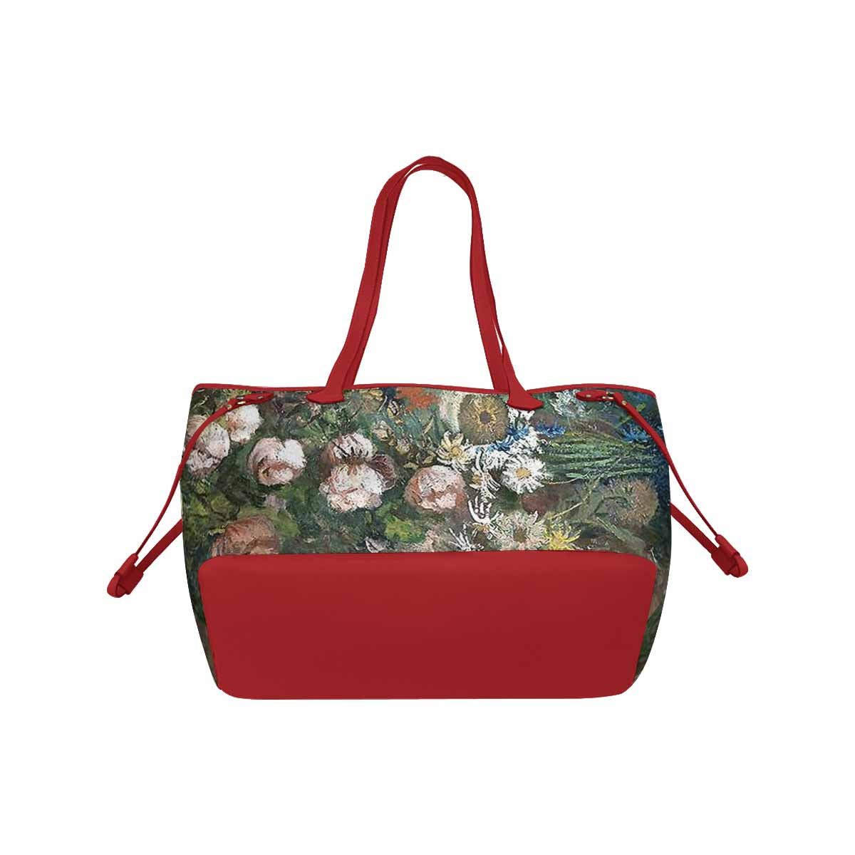 Vintage Floral Handbag, Classic Handbag, Mod 1695361 Design 51 RED TRIM
