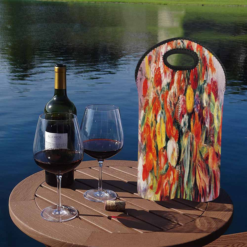 Vintage floral 2 bottle wine bag, Design 19