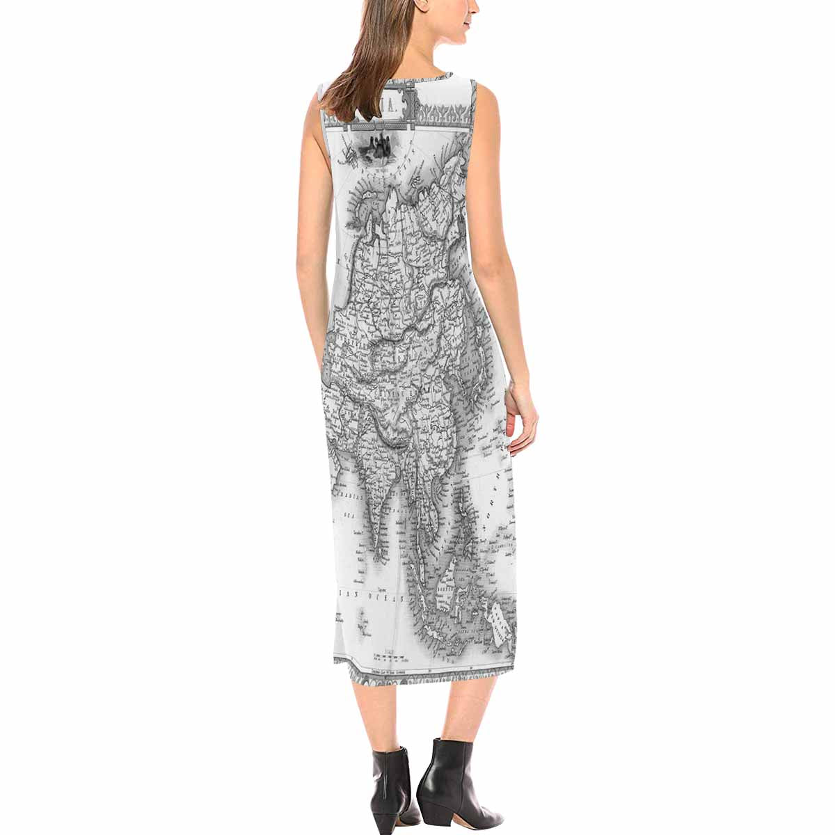 Antique Map chic long dress, Design 29