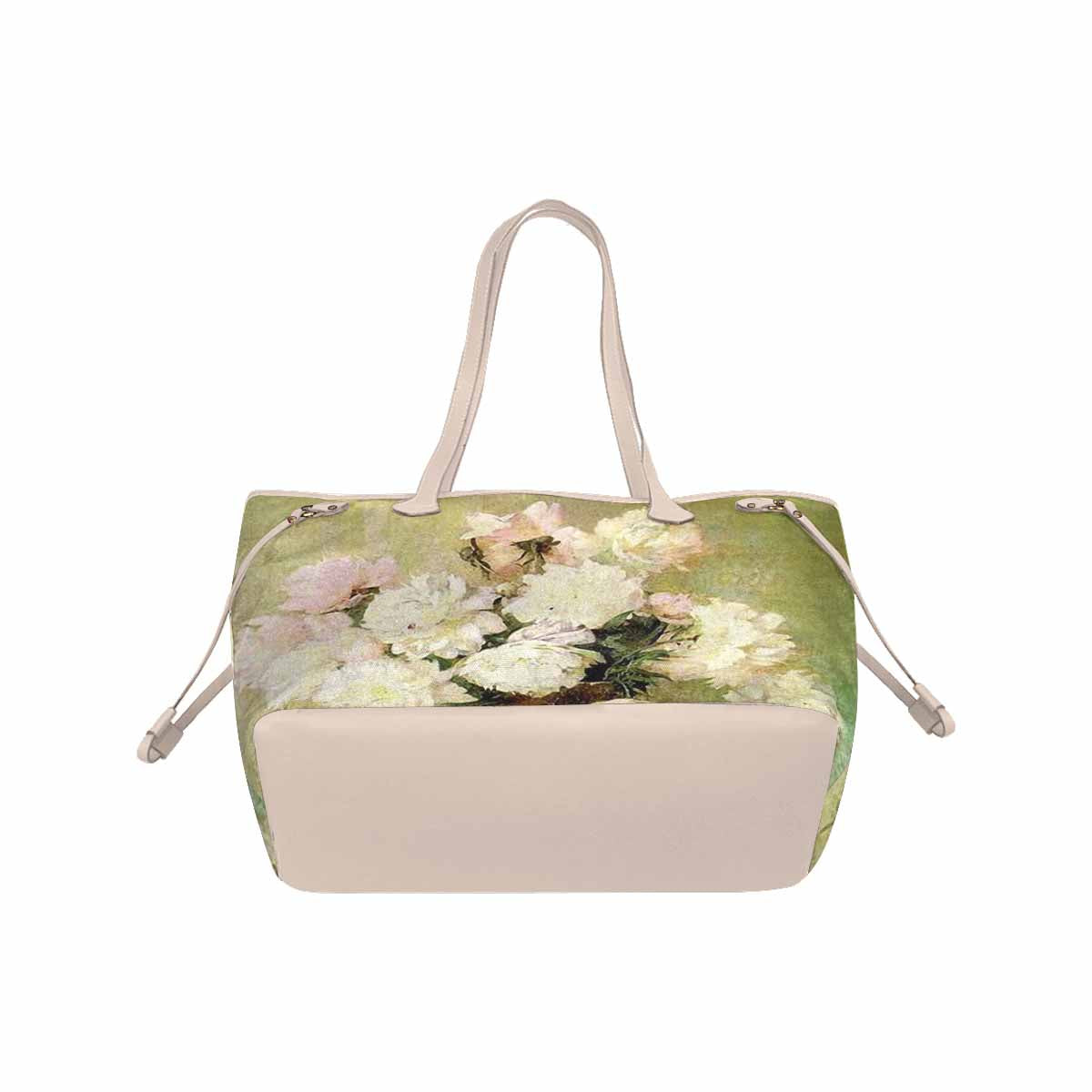Vintage Floral Handbag, Classic Handbag, Mod 1695361 Design 35 BEIGE/TAN TRIM