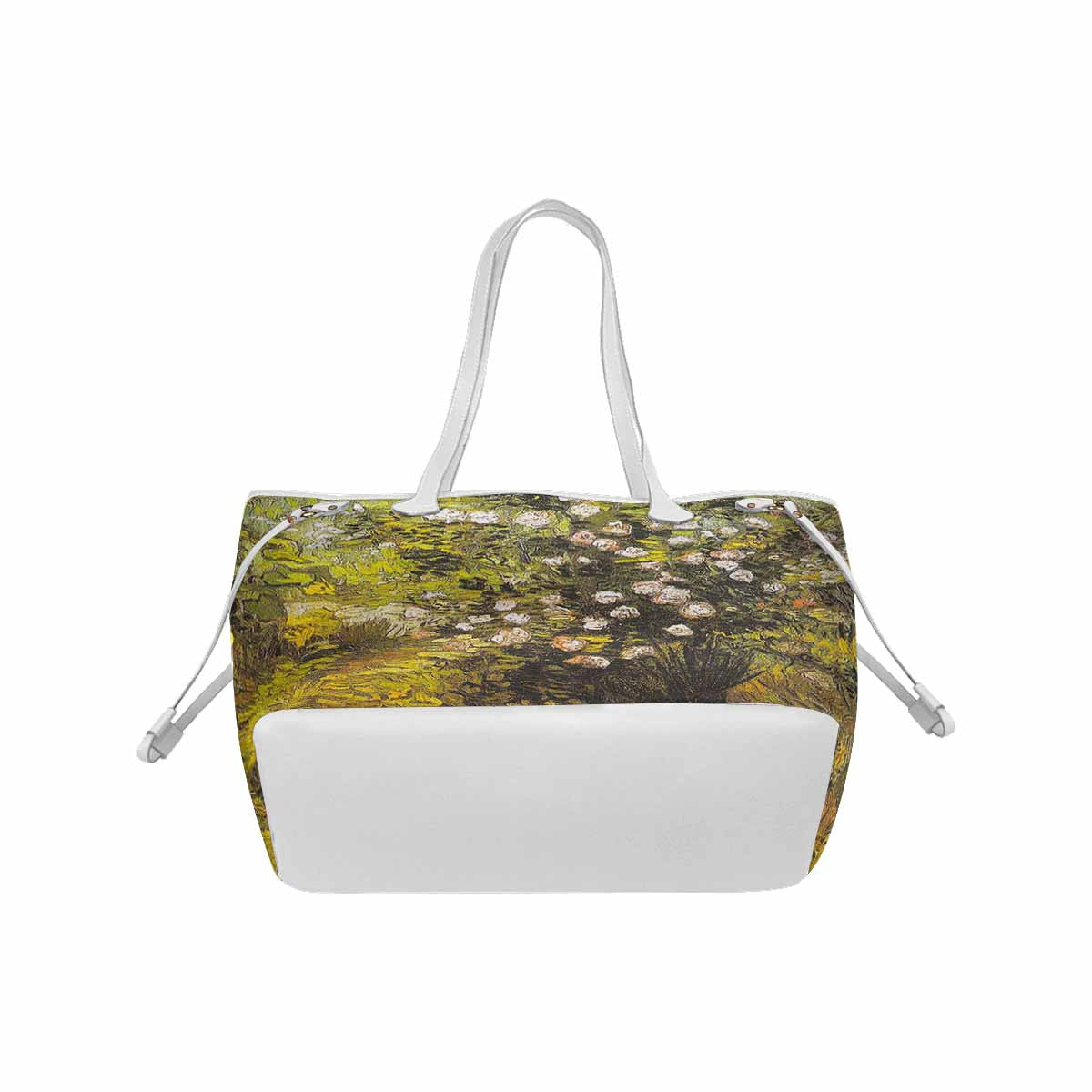 Vintage Floral Handbag, Classic Handbag, Mod 1695361 Design 05, WHITE TRIM