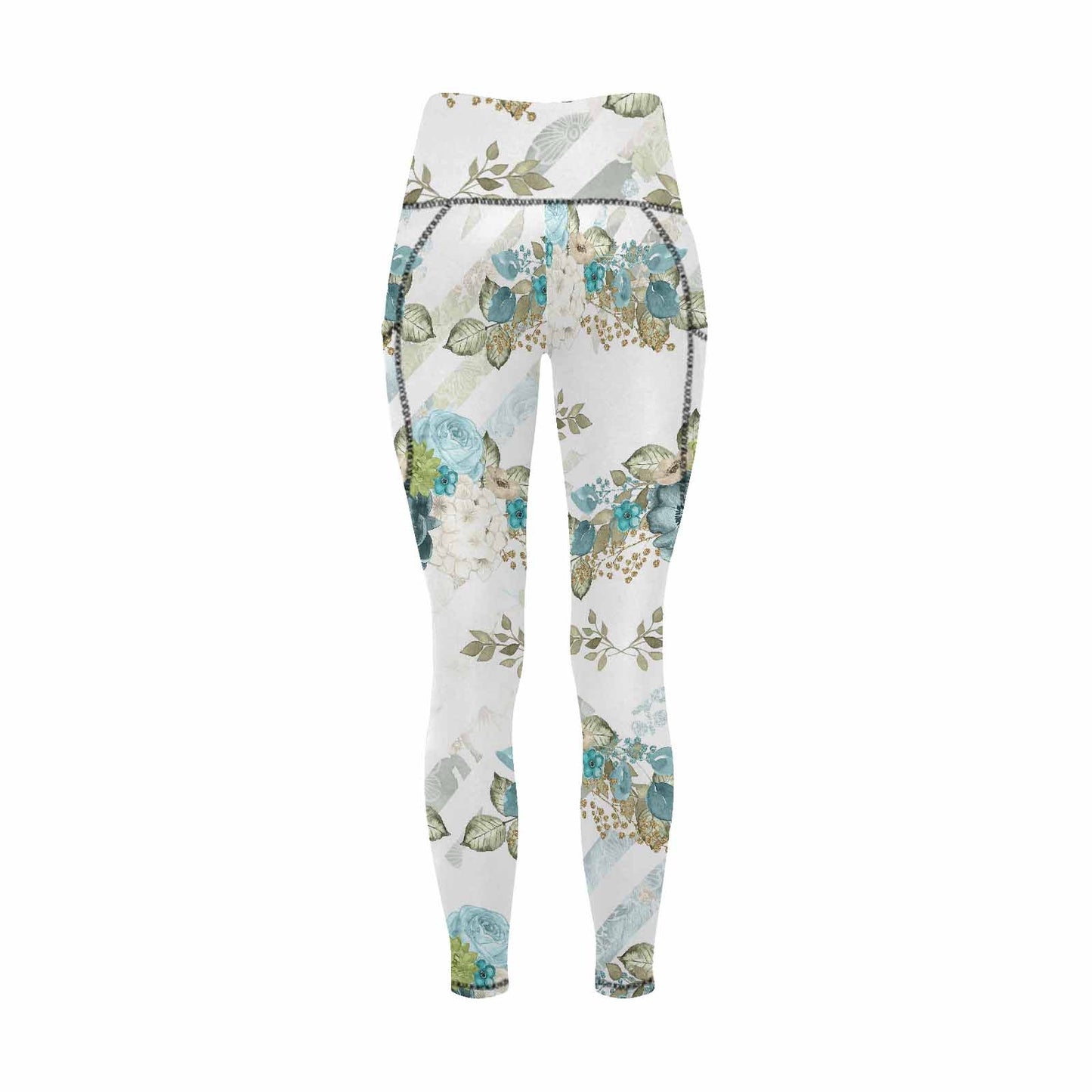 Floral 2, active wear leggings, outside surge, design 43
