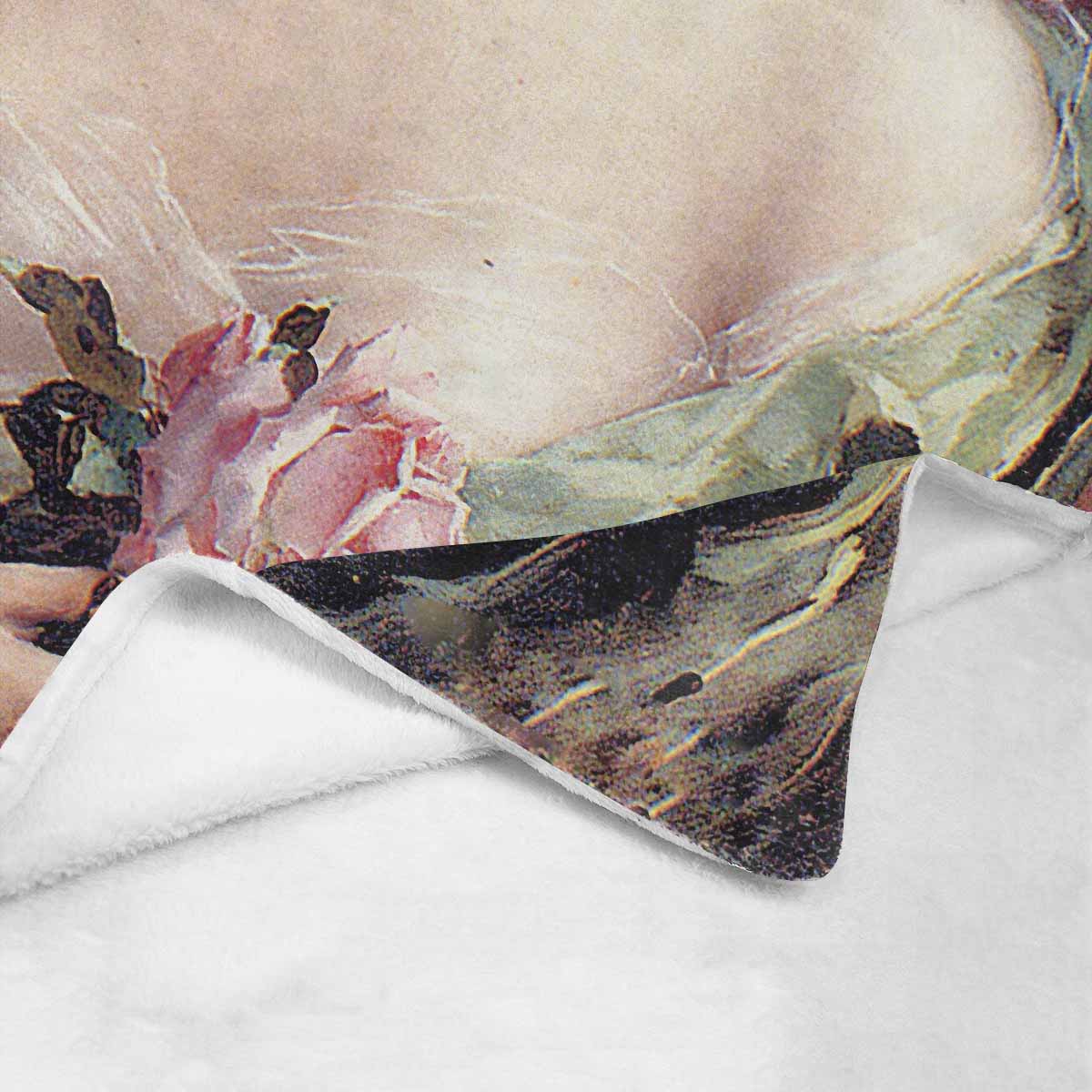 Victorian Lady Design BLANKET, LARGE 60 in x 80 in, The Pink Rose