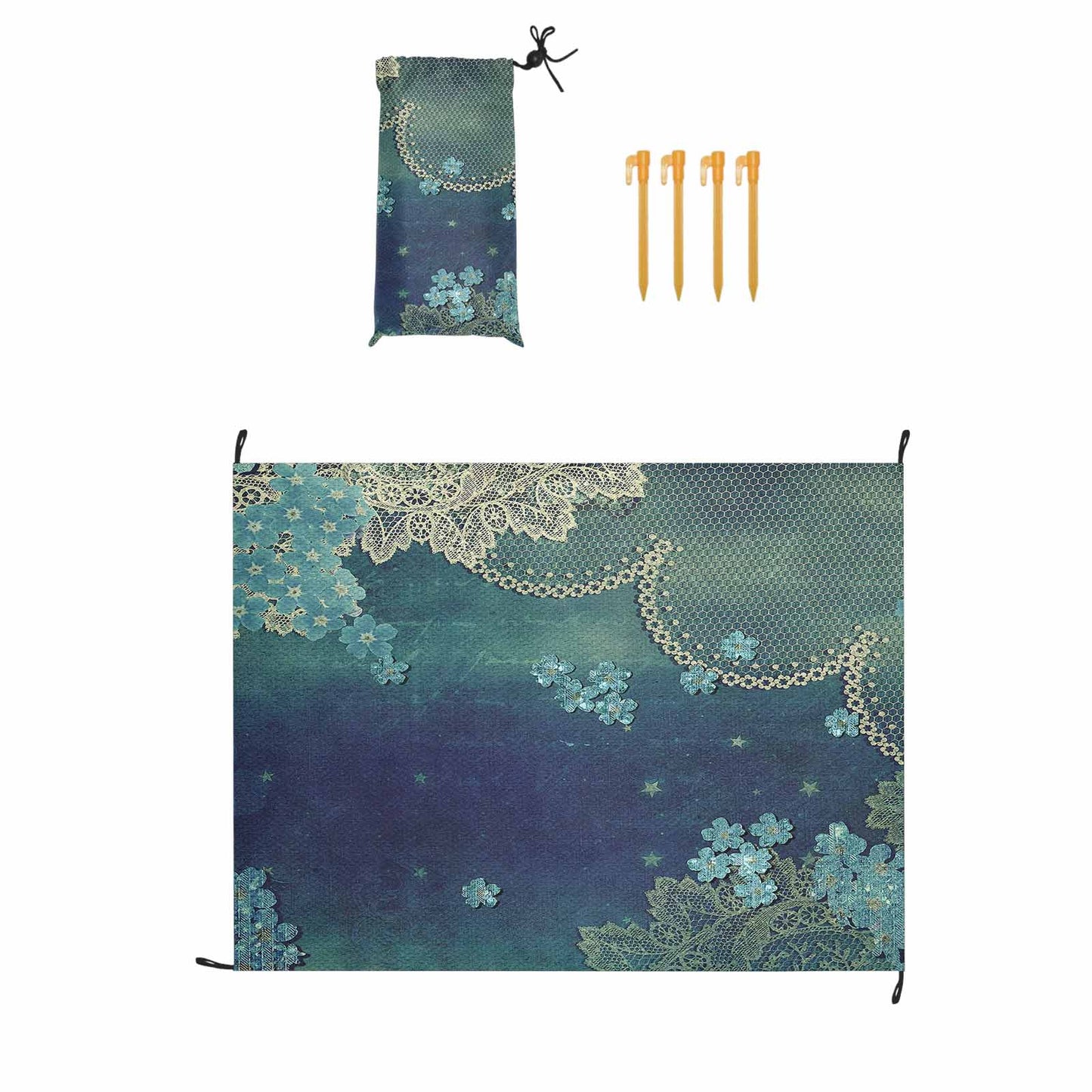 Victorian lace print waterproof picnic mat, 69 x 55in, design 04