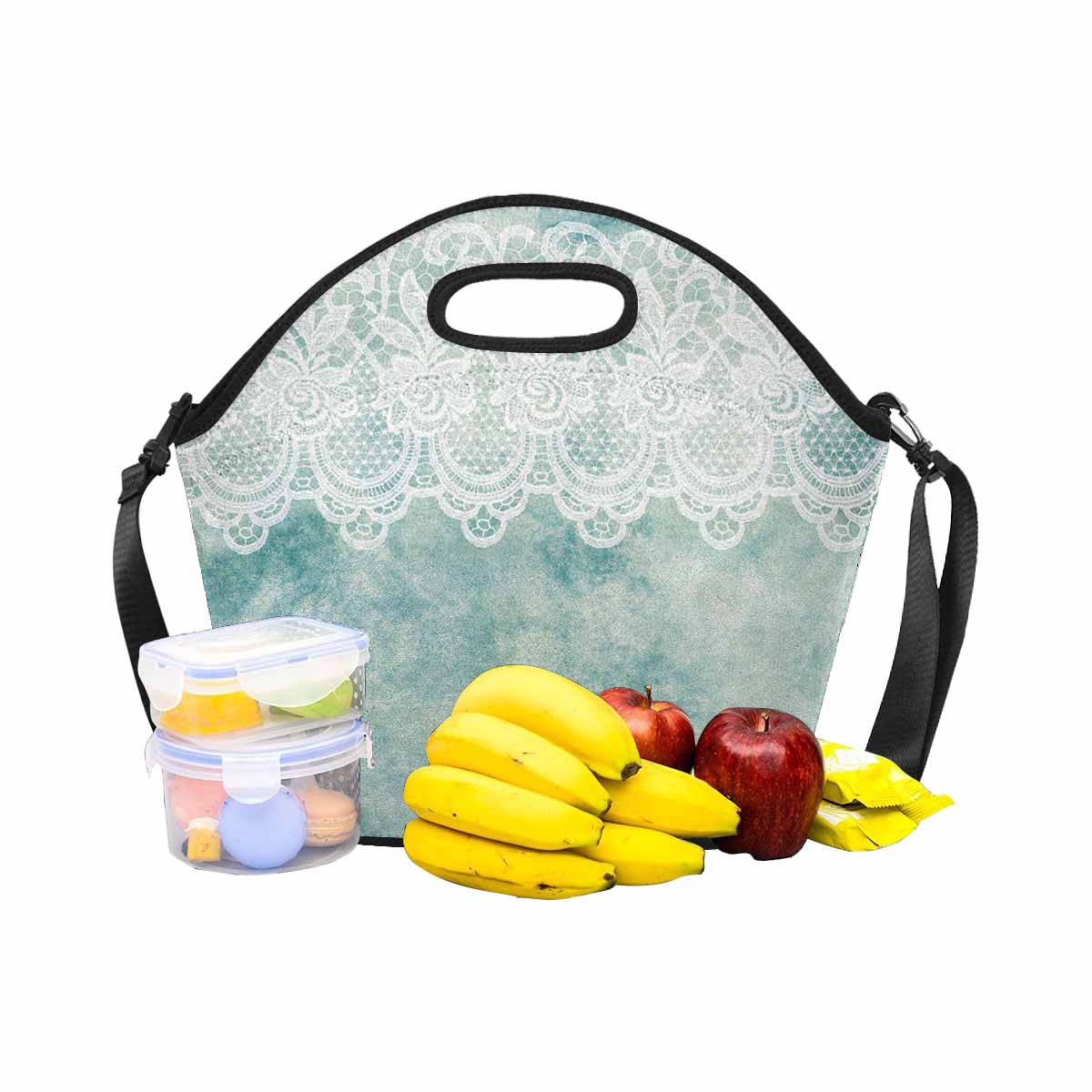 Victorian lace print insulated lunch bag, design 41